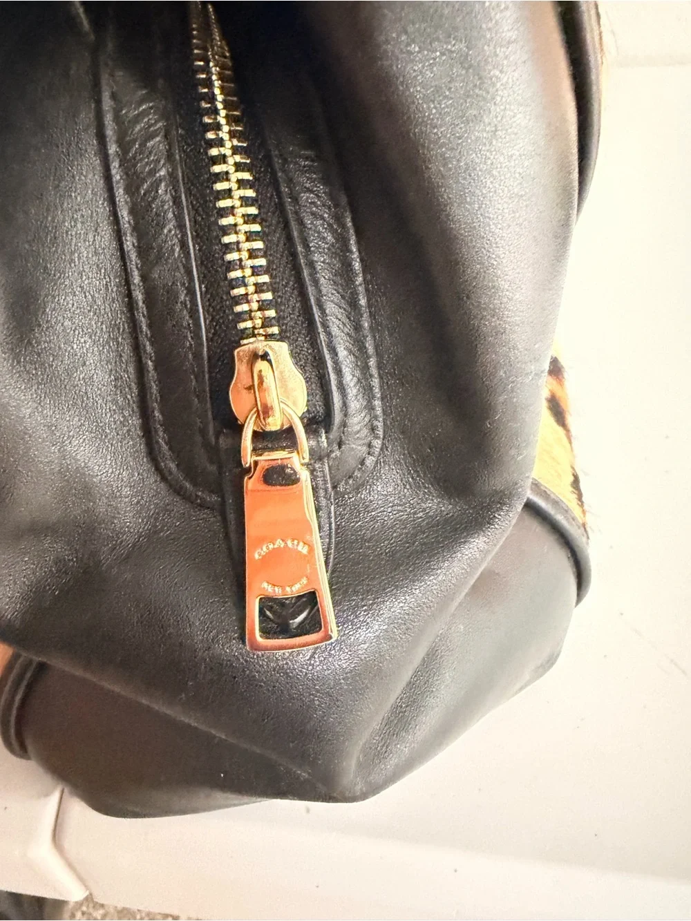 Authentic Coach Phoebe Calf Hair/Leather Ocelot Leopard Print Shoulderbag